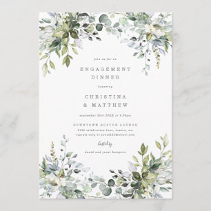 Dusty Blue Florals Engagement Dinner Invite