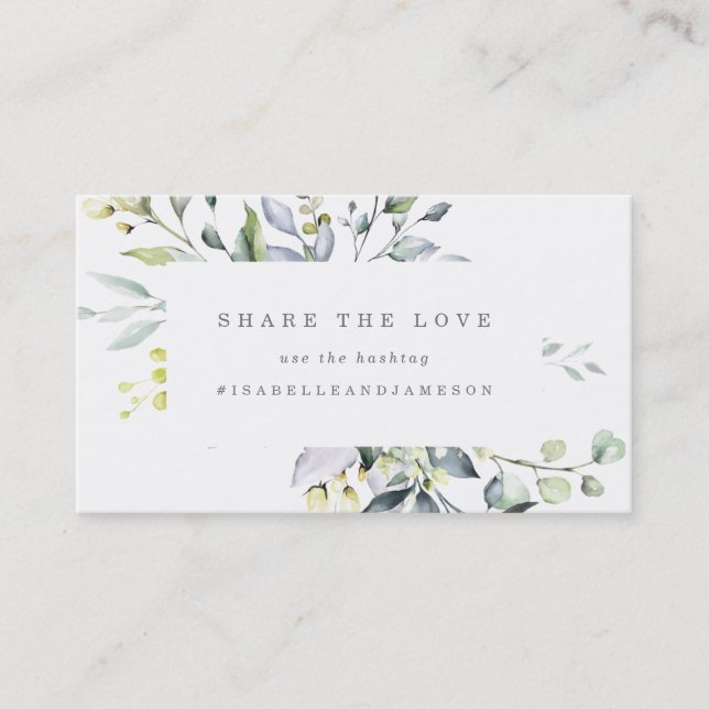Dusty Blue Florals Hashtag Card (Front)