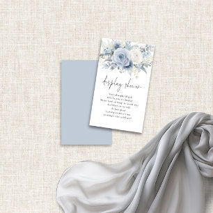 Dusty Blue Florals Script Display Bridal Shower Enclosure Card