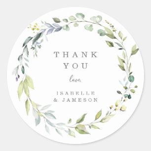Dusty Blue Florals Thank You Sticker Tag
