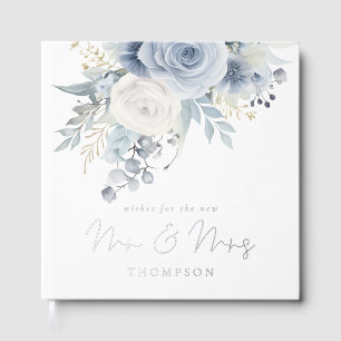 Dusty Blue Florals Wedding Guest Book