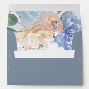 Dusty Blue Florals Wedding Invitation Envelopes