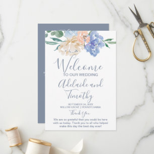 Dusty Blue Florals Wedding Programme