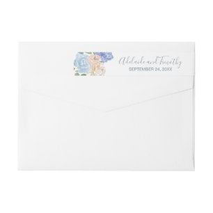 Dusty Blue Florals Wedding Wrap Around Label