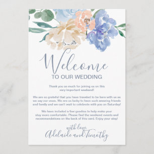 Dusty Blue Florals Welcome Letter & Itinerary Programme