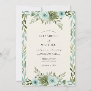 Dusty Blue Flourish Wedding Invitation