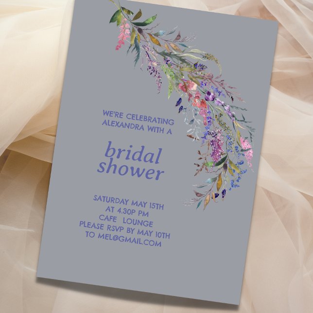 Dusty Blue Flower Garden Bridal Shower Invitation (Creator Uploaded)