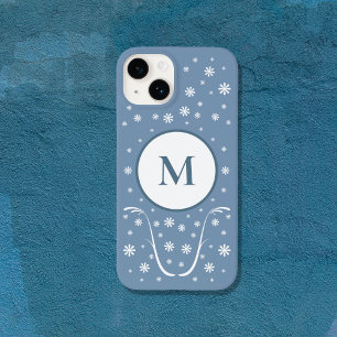 Dusty Blue Flower Power Monogram Phone Case