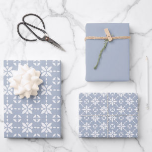 Dusty Blue Flower Wrapping Paper Sheet