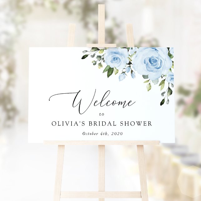Dusty Blue Flowers, Boho, Bridal Shower Welcome Poster (Creator Uploaded)