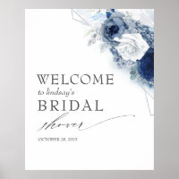 Dusty Blue Flowers Bridal / Baby Shower Welcome