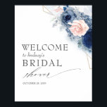 Dusty Blue Flowers Bridal / Baby Shower Welcome Poster<br><div class="desc">Blue flowers baby shower,  bridal shower,  couples shower...  welcome sign</div>