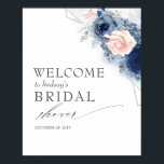 Dusty Blue Flowers Bridal / Baby Shower Welcome Poster<br><div class="desc">Blue flowers baby shower,  bridal shower,  couples shower...  welcome sign</div>