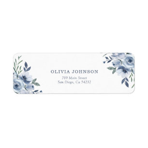 Dusty Blue Flowers Bridal Shower Address