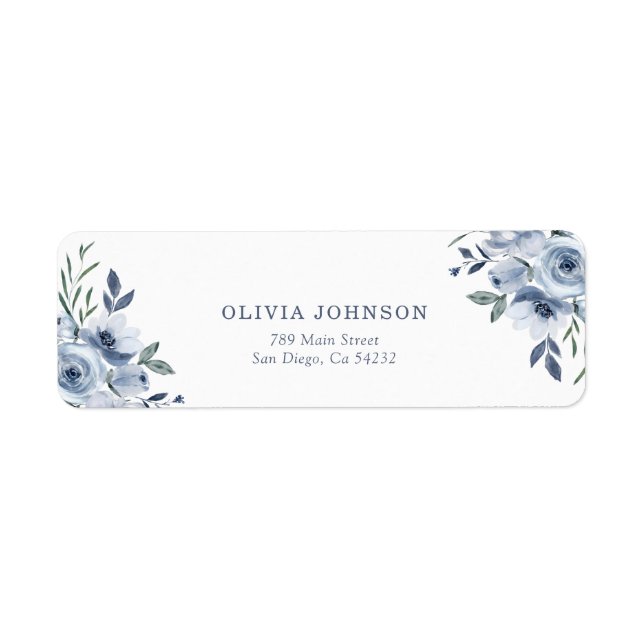 Dusty Blue Flowers Bridal Shower Address (Front)
