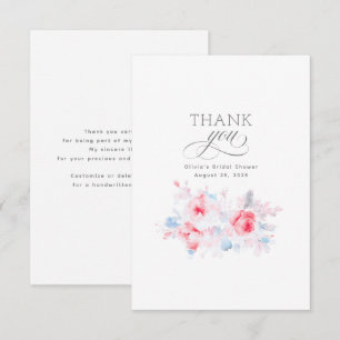 Dusty Blue Flowers Bridal Shower Thank You Card