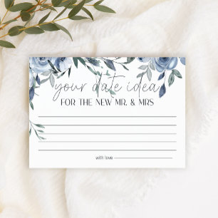 Dusty Blue Flowers Date Night Idea Shower Game Stationery