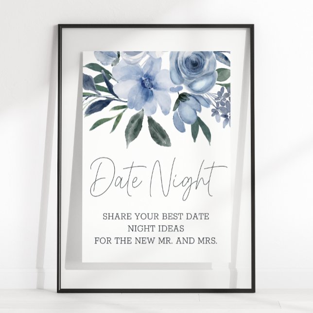 Dusty Blue Flowers Date Night Poster (Creator Uploaded)