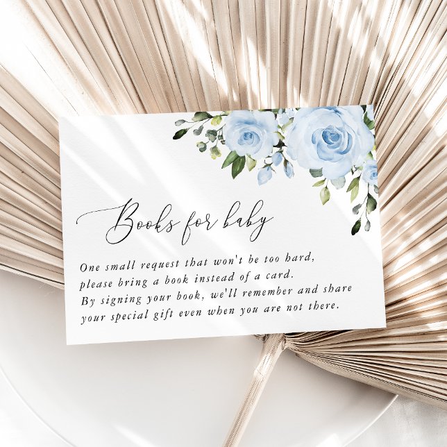 Dusty Blue Flowers, Greenery, Boho, Books For Baby Enclosure Card (Creator Uploaded)