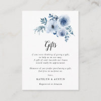 Dusty blue flowers wedding gifts card