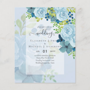 DUSTY BLUE FLOWERS WEDDING INVITES - BUDGET FLYER