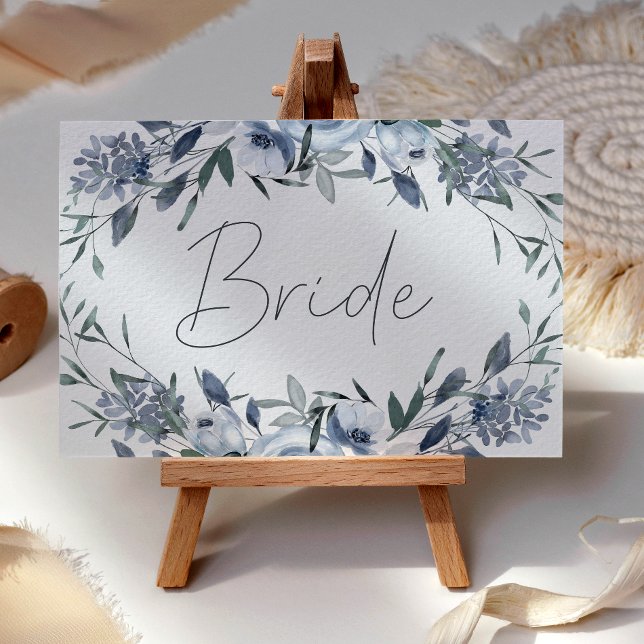 Dusty Blue Flowers Wedding Reserved Place Card (Creator Uploaded)