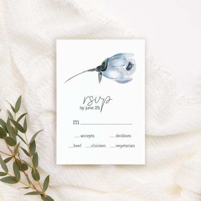 Dusty Blue Flowers Wedding RSVP Card (Creator Uploaded)