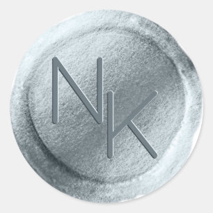 Dusty Blue Foil Wax Envelope Seal Monogram Sticker