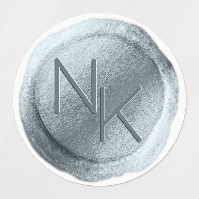 Dusty Blue Foil Wax Seal Initials Wedding Monogram (Design 1)