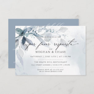 Dusty Blue Foliage CUSTOM2 RSVP DETAILS Invitation