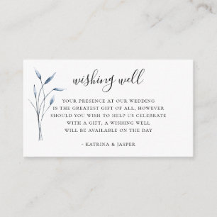 Dusty Blue Foliage Wedding Wishing Well Enclosure Card