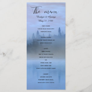 dusty blue forest landscape wedding menu