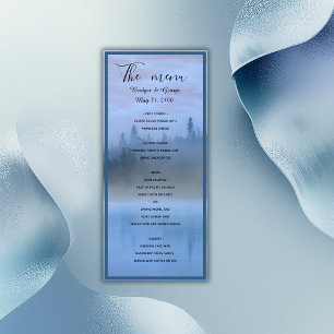 dusty blue forest landscape wedding menu