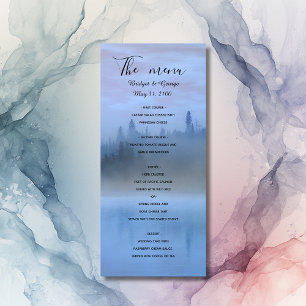 dusty blue forest landscape wedding menu