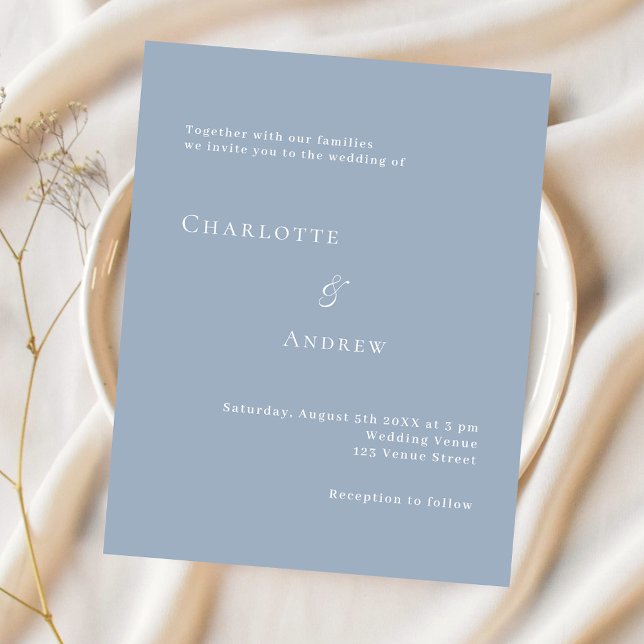 Dusty blue formal modern simple wedding invitation (Creator Uploaded)