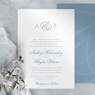 Dusty Blue Formal Wedding Invitation