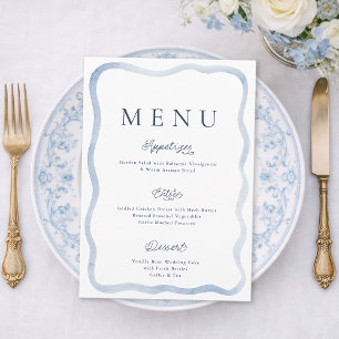 Dusty Blue French Estate Wedding Menu Card