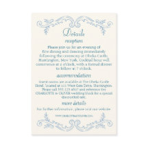 Dusty Blue French Toile Wedding Guest Details Card