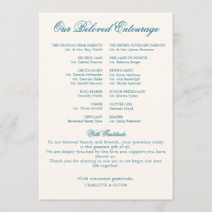 Dusty Blue French Toile Wedding Program Stationery Programme