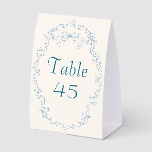 Dusty Blue French Toile Wedding Tent Table Numbers