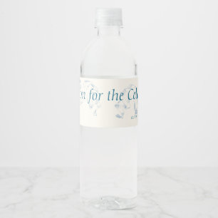 Dusty Blue French Toile Wedding Water Bottle Label