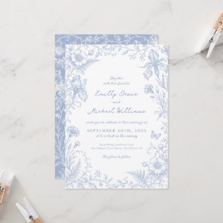 Dusty Blue French Victorian Floral Garden wedding Invitation