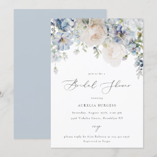 Dusty Blue Garden Floral Bridal Shower Invitation