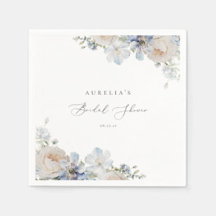 Dusty Blue Garden Floral Bridal Shower Napkin