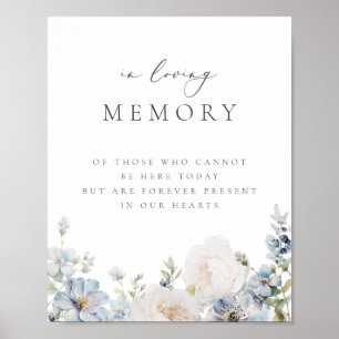 Dusty Blue Garden Floral In Memory Poster