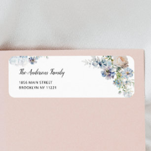 Dusty Blue Garden Floral Return Address