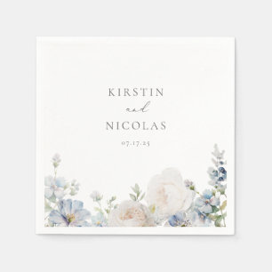 Dusty Blue Garden Floral Wedding Napkin