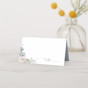Dusty Blue Garden Floral Wedding Place Card