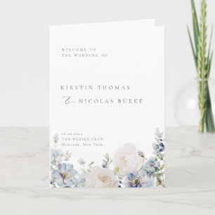 Dusty Blue Garden Floral Wedding Programme