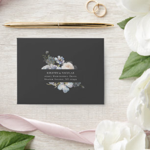Dusty Blue Garden Floral Wedding RSVP Envelope